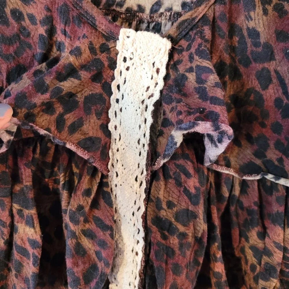 Colorful, Leopard Print Babydoll Top - Picture 3 of 9